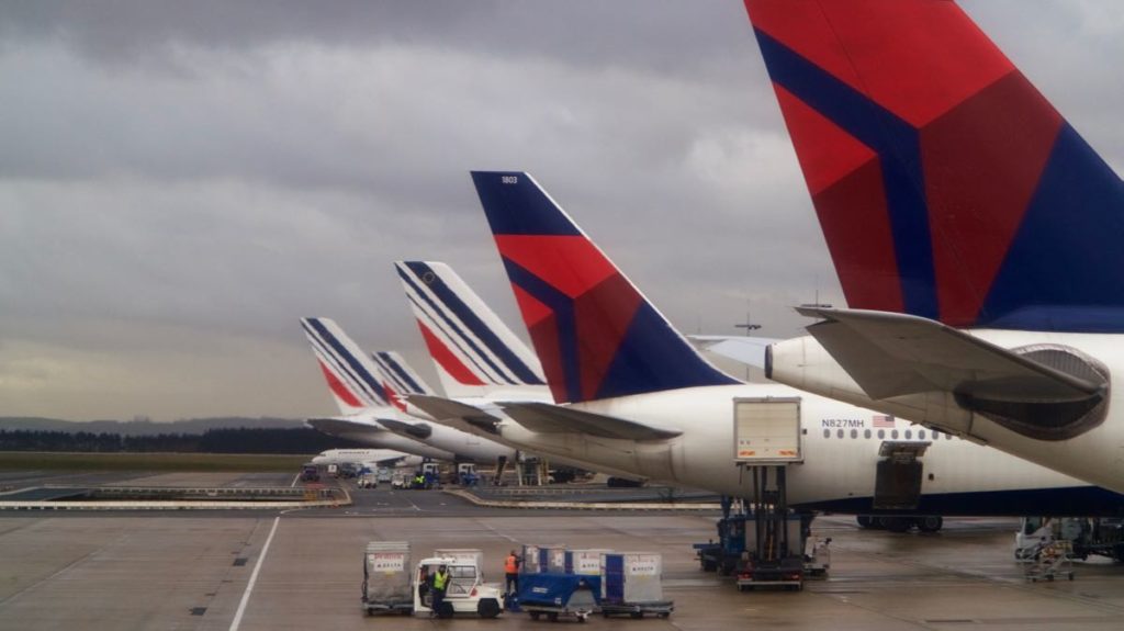 big tails at Paris CDG: Delta and Air France