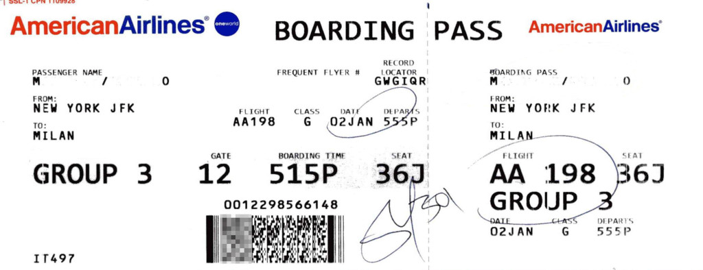 AA boarding pass